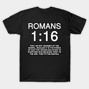 Romans 1:16 NIV Bible Verse Text T-Shirt